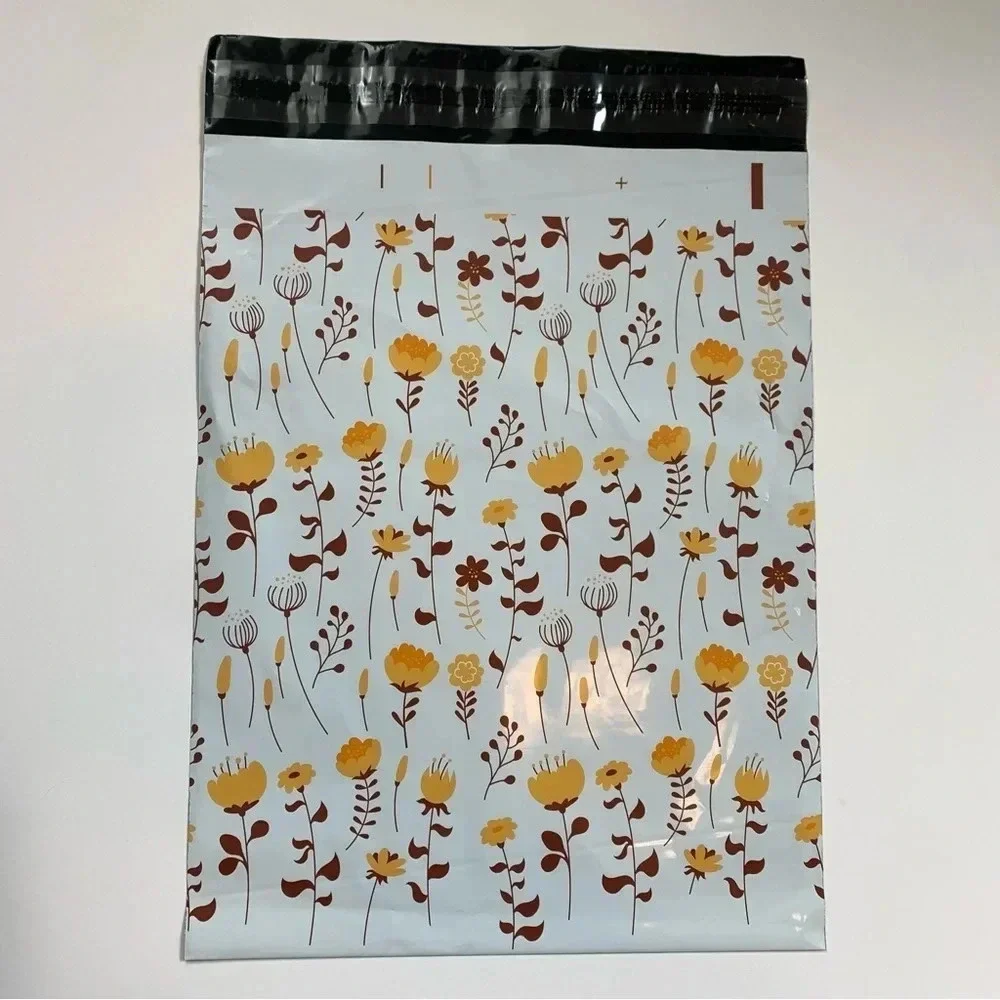 60 poly bag mailers shipping floral thank you variety print self seal 10x13”